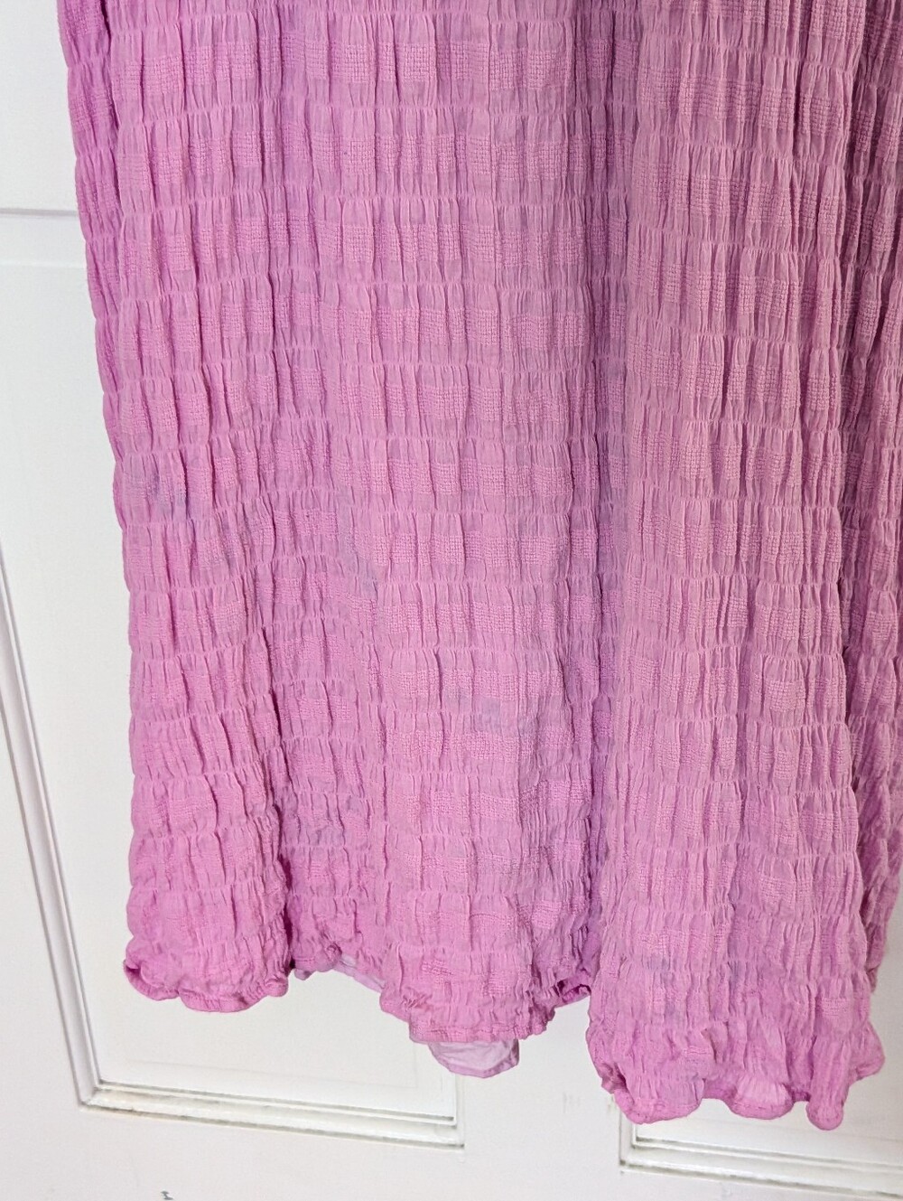SABO Pink Cotton Gauze Maxi Dress Open Back Tie Front Puff Sleeve Size S - Picture 5 of 6